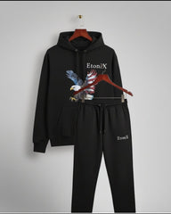 cotton fleece tracksuit black