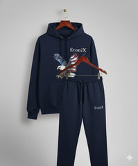cotton fleece tracksuit navy