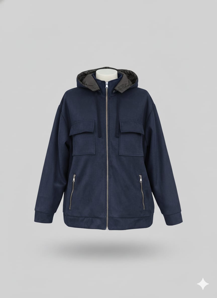 Suede scuba jacket Navy