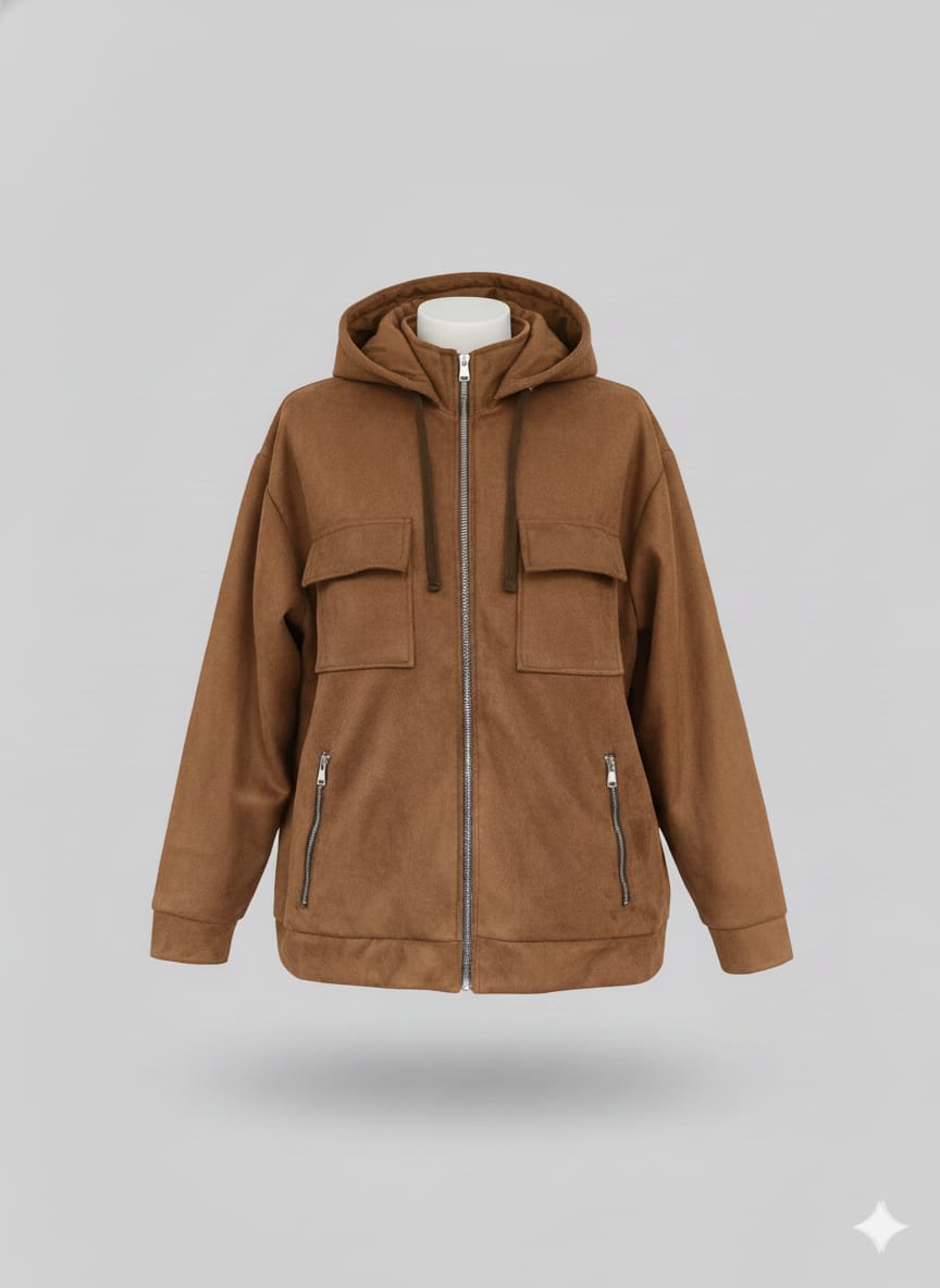 Suede scuba jacket camel