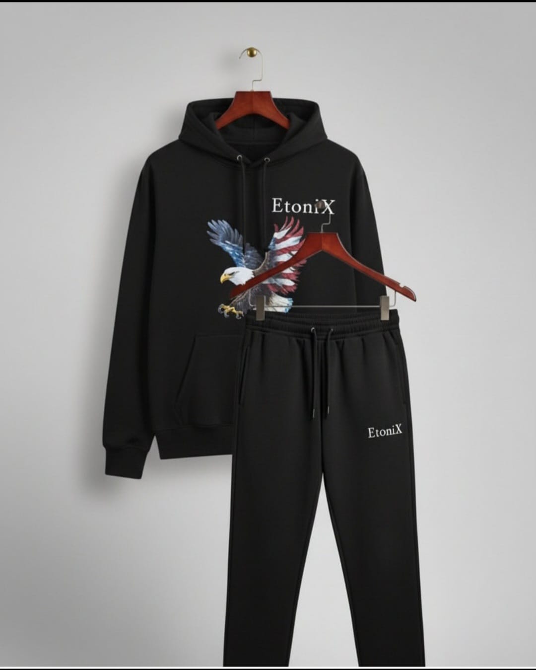 cotton fleece tracksuit black